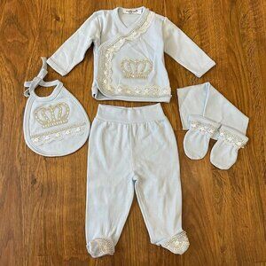 Itty bitty toes crown encrusted baby set
